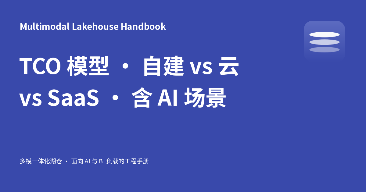 Tco Modules TCO 模型 · 自建 vs 云 vs SaaS · 含 AI 场景 - Multimodal Lakehouse Handbook